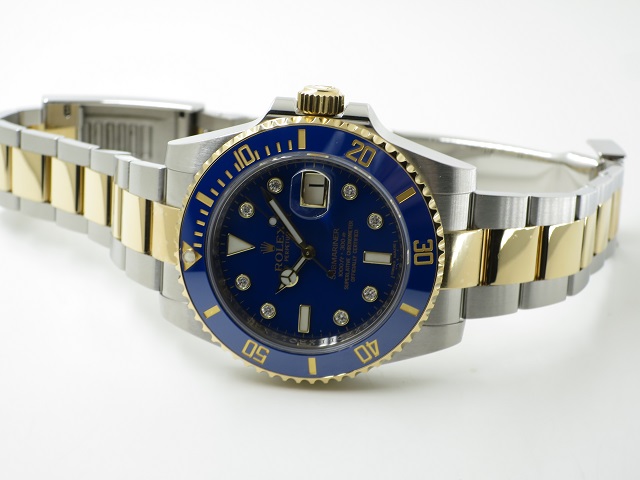 綺麗な　青サブ　8Pダイヤ　ロレックス時計